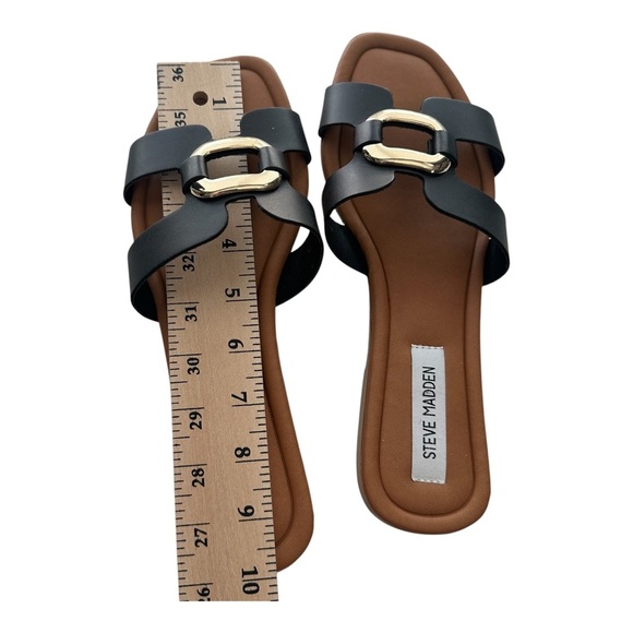 Steve Madden Composure Slide Sandal in Black Leather. Sz: 10 - Picture 5 of 7